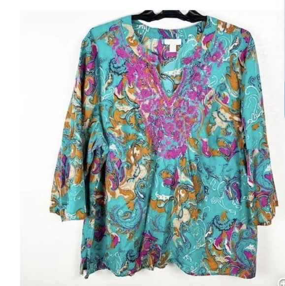 Charter Club Tops - Charter club embroidery paisley tunic top sz 8 *H